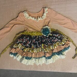 Mustard Pie Peach and Teal Floral Dance Dress